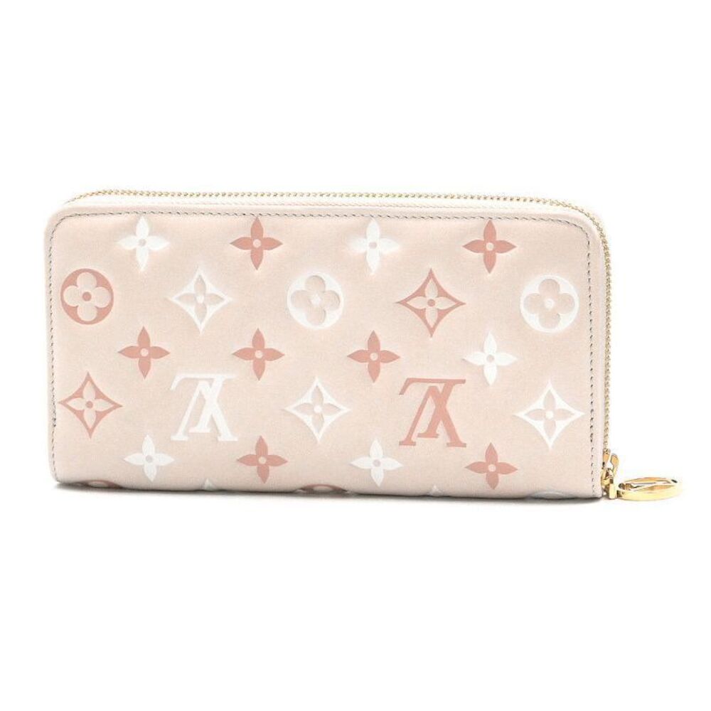 Louis Vuitton Wallet Cream Zip Monogram Long Zippy Round Beige